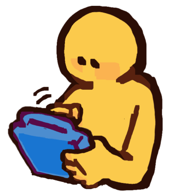 an emoji yellow person tapping their blue talker.